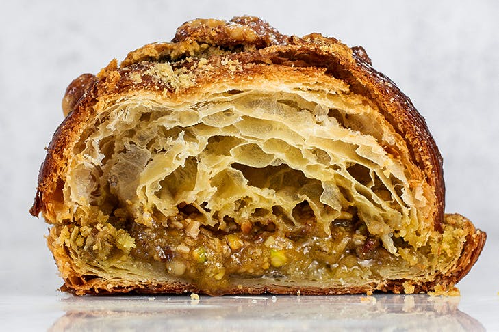 baklava croissant chopped in half